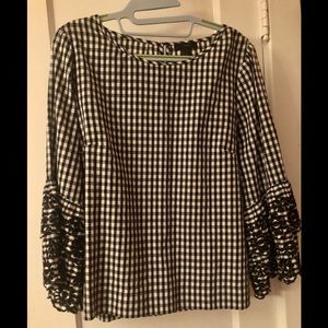J. Crew Butterfly Sleeve Gingham Blouse